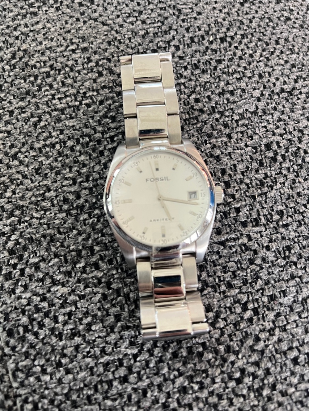 Fossil Silver Stainless Steel Watch with White Dial